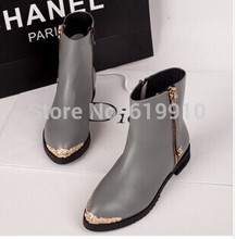 2013 british style genuine leather lacing flat iron boots boots side zipper boots