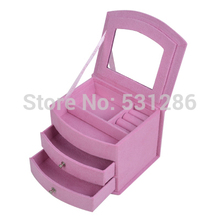 Free shipping 4 color jewelry box Cosmetic box organizer casket purple rose red pink red optional