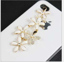 1Set 3D Alloy Crystal Flower DIY Mobile decoration phone decoration DIY phone/bag decor Jewelry finding Free Shipping B112