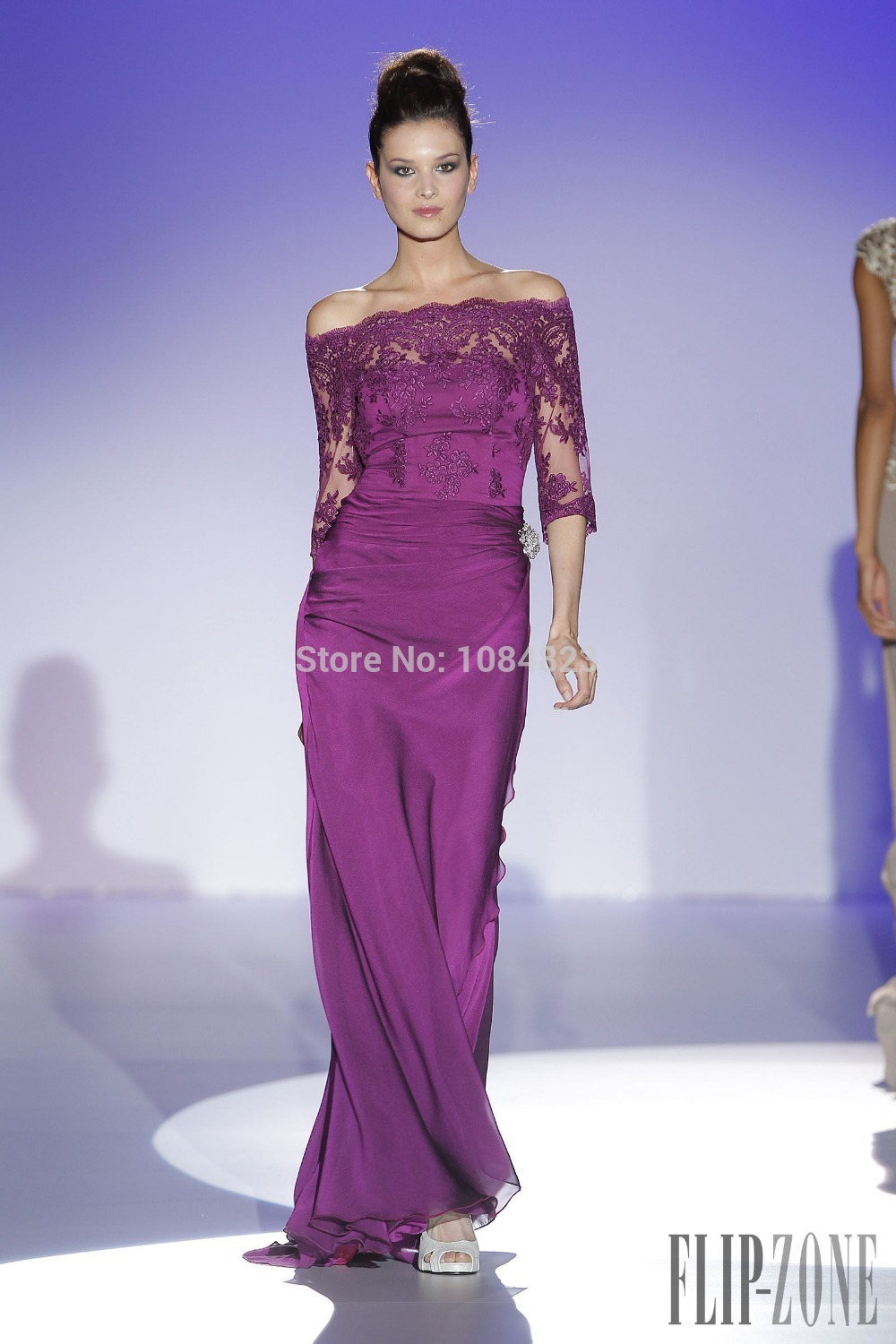 2015-Mother-of-the-Bride-Dresses-Sheath-Scalloped-Purple-Chiffon-Lace ...