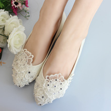 Handmade bridal shoes white rhinestone lace shoes bridesmaid shoes wedding shoes women flats