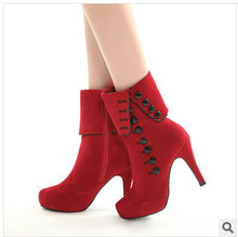 size35-39 2014 new fashion women high heels ankle boots platform genuine leather boots women vintage martin boots free shipping
