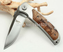 Browning 338 Pocket Hunting Folding Knives Tactical Survival Folding Blade browning knife 57HRC steel aluminum wood handle.