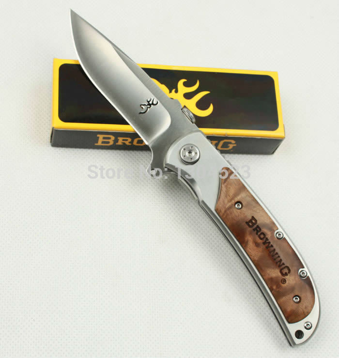 Browning 338 Pocket Hunting Folding Knives Tactical Survival Folding Blade browning knife 57HRC steel aluminum wood