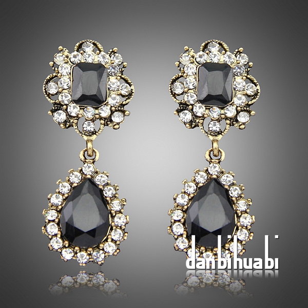 2014 New Sexy Charm Elegant Fashion Earrings Vintage Gold Luxury Crystal Statement Earrings Factory