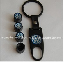 Freeshipping 1SET VW Wheel Tyre Tire Valve Dust Stems Air Caps + Keychain Wrench