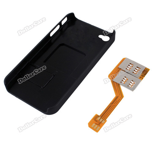 dollarcare Triple 3 SIM Card Adapter Converter with Back Case Cover Stand for iPhone4 4S Hot
