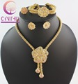 Free shipping 2014 fashion necklace set african jewellery set flower style gold plated bridal jewelry sets