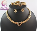 Free Shipping 2014 New African Jewellery Set Love Heart Party Gold Necklace Fashion Jewelry Set