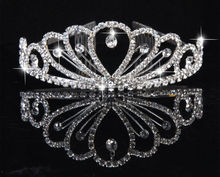 New Stylish noble Pretty Silver Crystal Rhinestone Wedding Bridal Rhinestone Crown Headband Tiara CombFree Shipping
