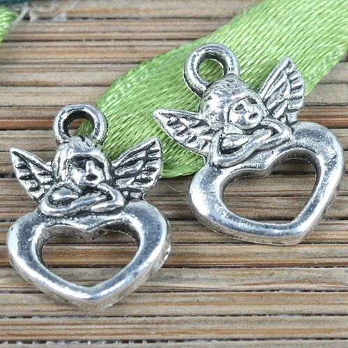50pcs tibetan silver color Cupid Love design charms EF0272