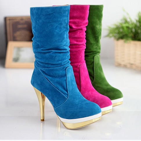 New 2014 Sexy High Heel Women Boots Designer Mid Calf High Boots For Women Brand Plus