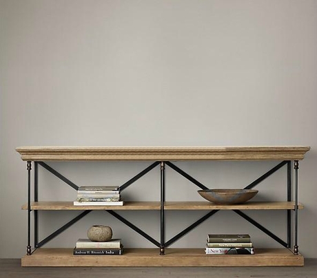 Minimalist-modern-French-country-style-iron-wood-bookcase-shelves 
