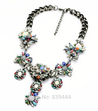 New Design Hot Sales Jewelry Elegant Luxury Glass Crystal Multi Color Flower Heavy Hematite Necklaces Pendants