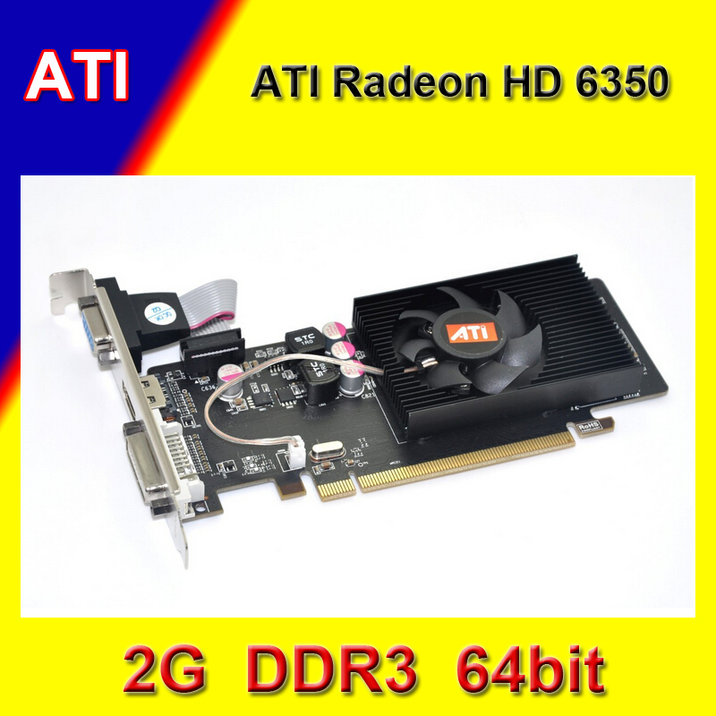 Skytanyung AMD ATI Radeon HD 6350 video card ATI 2G graphics card 2G DDR3 64bit DX11 DVI+HDMI+VGA drop/free shipping