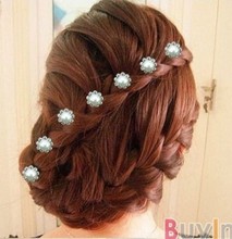 6pcs Lot Wedding Bridal Crystal Faux Pearl Crystal Flower Hair Twists Spins Pins