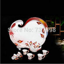 8 Pieces Peafowl Under Glazed Porcelain Tea Set