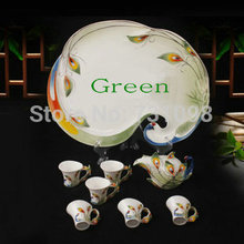 8 Pieces Peafowl Under Glazed Porcelain Tea Set