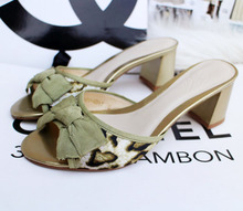 Fashion 2014 summer sandals slippers beautiful flower leopard print shoes thick heel comfortable all-match female shoes