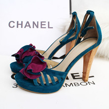 Cattle fashion new arrival 2014 genuine leather first layer of cowhide platform ultra high heels flower beautiful sandals