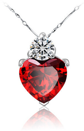 JN302 SILV 100 925 Sterling Silver Fashion Red Heartl Pendant Necklace Fine Jewelry Top Quality Girl