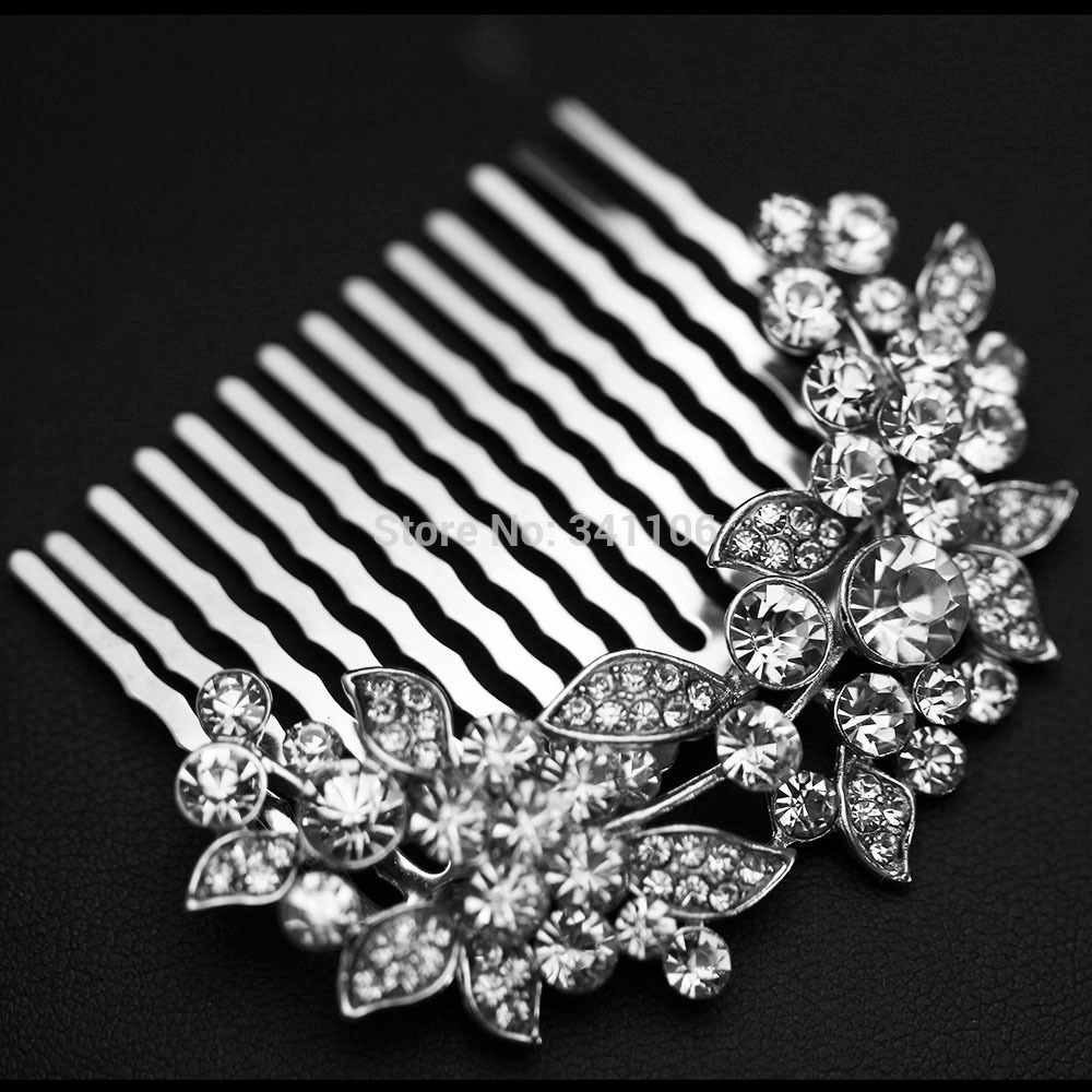 New 2014 Leaf Crystal Bridal Hair Combs Hairpin Wedding Hair Accessories Hair Jewelry Imitation Gemstone Jewelry