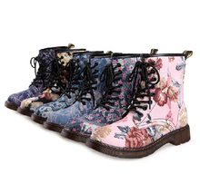 New 2015 Women’s Dr Martin Boots Canvas Shoes Round Toe Ankle Boots Western Free Shipping black