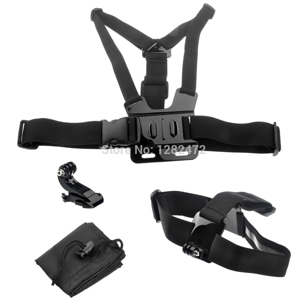 Free shipping GoPro Chest Harness Head Strap Mount Jhook Mount Accessories Parts Bag for HD 2