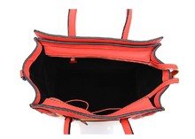 High Quality 2014 New Smiling Face Women Trapeze Bag Geniune Leather Tote Shoulder Bag with Patchwork