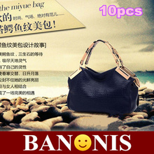 High quality high-grade fashion crocodile grain bag, lady holding bag, joker woman single shoulder bag, blue and red wine, 10 x