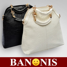 Ms 2014 fashion crocodile grain bag, leisure bag, mature and high business single shoulder bag, black and white,13*34*29cm