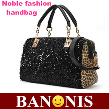 Noble fashion women sequins leopard casual handbags, handbags, fashion joker black one shoulder bag, free shipping