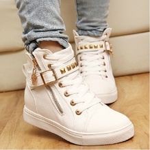 2014 New Hot Sale PU Surface Fashion Belt Buckle Running Shoes Leisure Sneakers Women Rivets Canvas Shoes XWB015