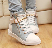 2014 New Hot Sale PU Surface Fashion Belt Buckle Running Shoes Leisure Sneakers Women Rivets Canvas