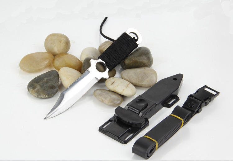diving camping survival small straight stainless steel non slip handle knife 21 cm long hunting tools