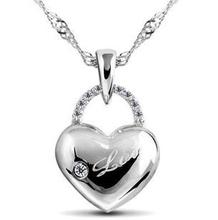 Free shipping 2014 new design polishing mirror love heart birthday valentine’s day gift 925 pure silver pendant necklaces