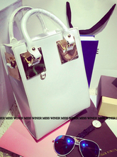 2014 newest fashion shopping bag PU handbag black and white color shoulder bag