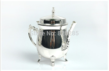 High quality European style shiny silver finish coffee set 1 set 1 plate 1 pot 6