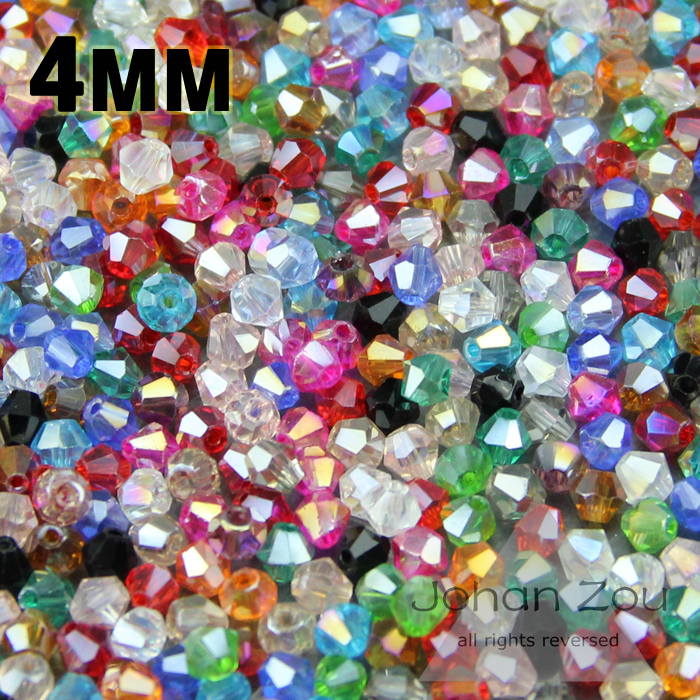 High quality 4mm 100pcs AAA Bicone Austrian crystals loose beads ball supply AB color plating bracelet