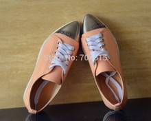 free shipping womens patent leather brand flat pink white metal logo toe inside not logo casual sneaker run trainer adult shoe