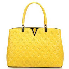 2015 NEW DESIGNER Fashion Embossed Genuine Leather Women Handbags Vintage Brief Lady Shoulder Bag Women Tote