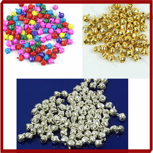 Free Shipping 300pcs lot 6mm Small Bell Craft Jewelry Wedding Charms Bead Gold Mixed Color Sale