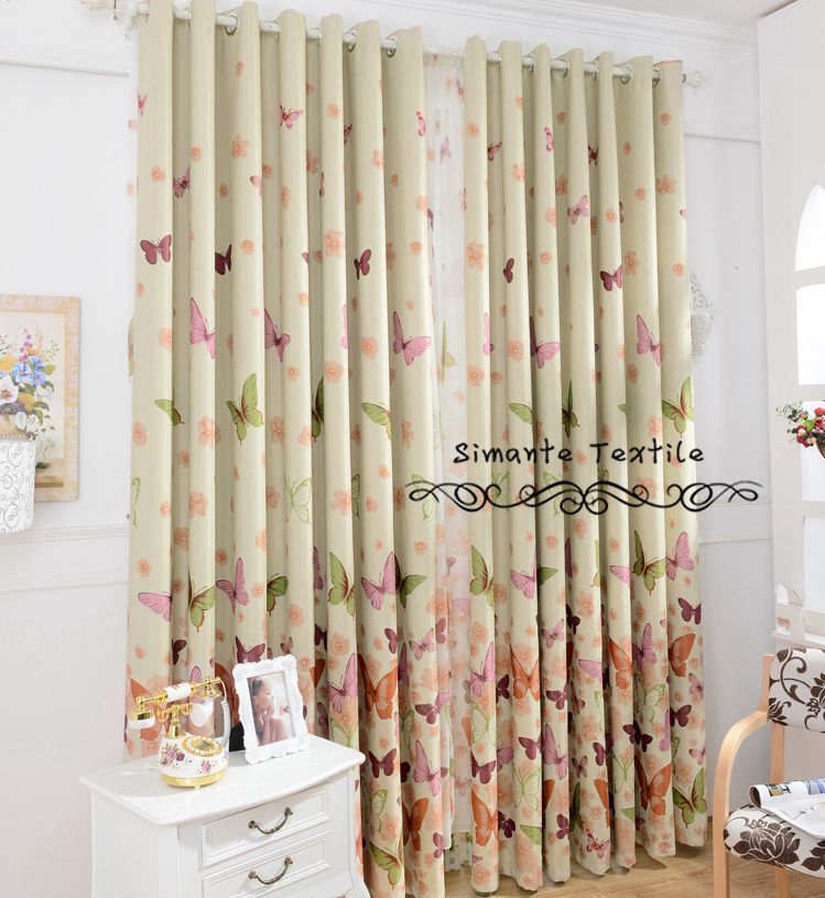 Free shipping printed custom made butterflies design blackout curtains for window home