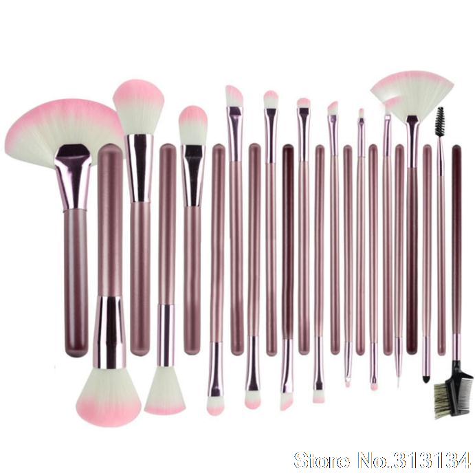 22pcs Pack Superior Professional Soft Cosmetic Makeup Brush Set Kits Pink Pouch Bag Case