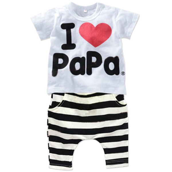 1Set New Arrive Cotton Blend Summer Child Girls Baby Toddlers Kids I Love Papa T shirt