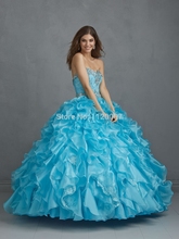 Custom Made Organza Ruffles Lace Crystals Pink Quinceanera Dresses Ball Gowns with Jacket Blue Vestidos De