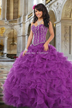 New Arrival Free Shipping Bandage Vestidos De Quinceanera 2014 Purple with Jacket Ball Gowns Beaded Quinceanera