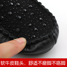 Diamond single shoes genuine leather flat shoes large size women shoes size 35 43 