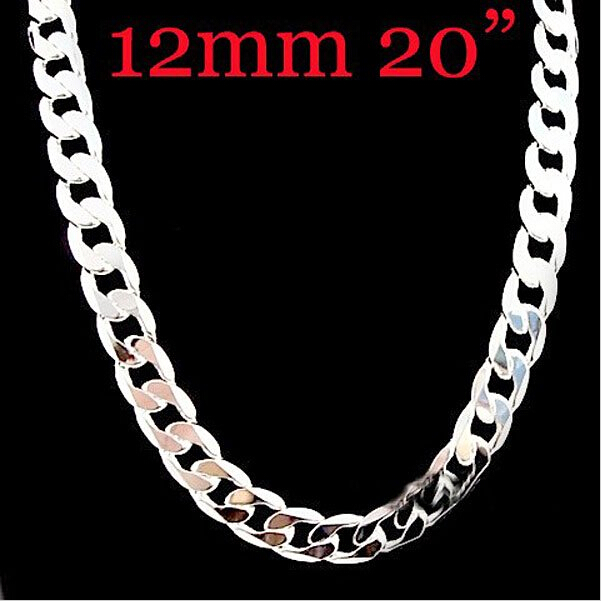 Men s jewelry 925 silver fashion necklace 20inchx12mm free shipping factory price sterling silver necklace YFMN11