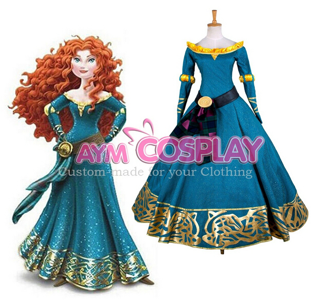 New Arrival Custom made Brave Merida New Version Cosplay Party Dress Costume